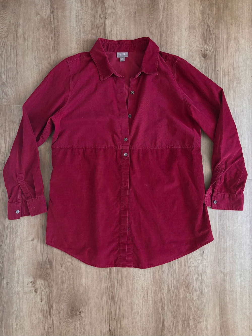 J. Jill Corduroy Red Shirt Women’s Medium 100% Cotton Buttoned